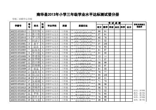 沙桥中心学校2013年三年级