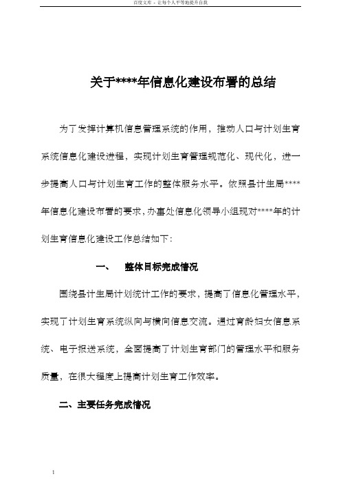 计生信息化建设总结