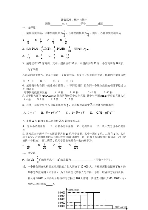 高一数学计数原理单元测试.doc