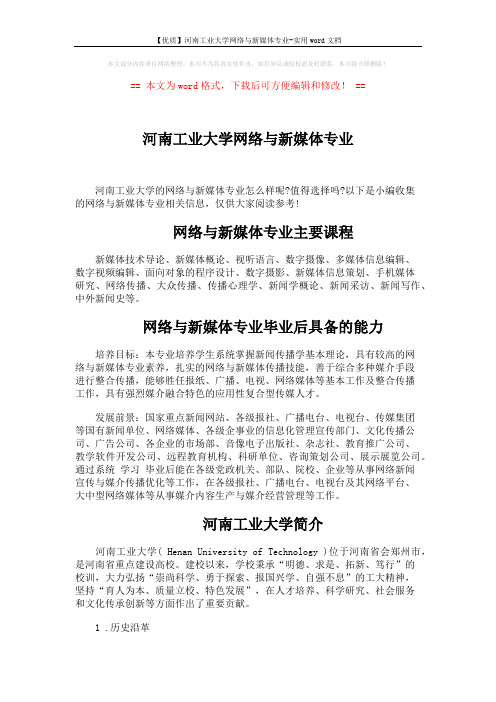 【优质】河南工业大学网络与新媒体专业-实用word文档 (3页)