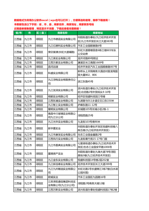 2020新版江西省九江市浔阳区实业有限公司工商企业公司商家名录名单黄页联系电话号码地址大全59家