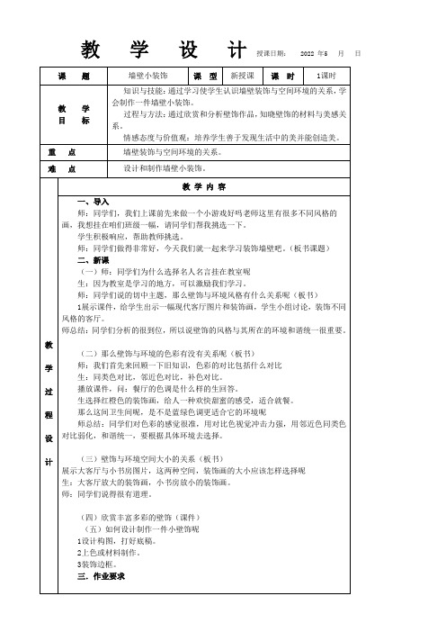 人民美术出版社(新疆专用)初中美术八年级下册  墙壁小装饰(四川)-“江南联赛”一等奖