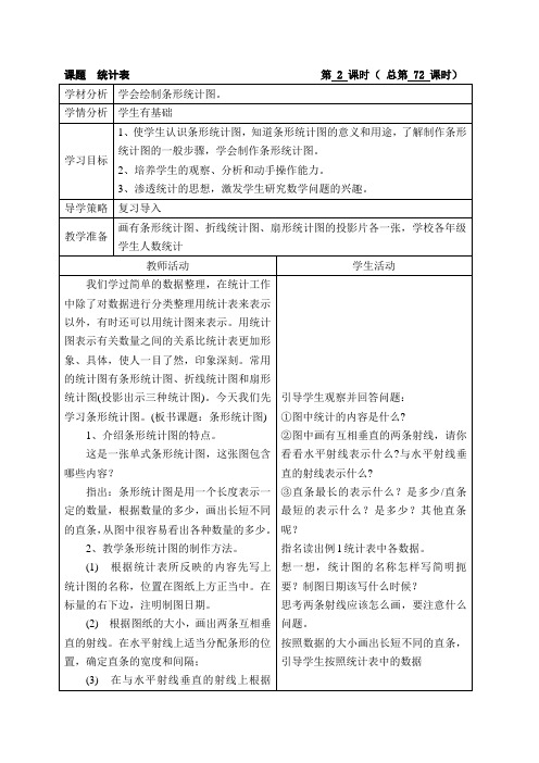 (北师大版)六年级数学上册《统计表》教案设计2