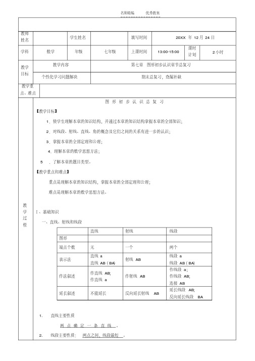 最新图形初步认识总复习教案