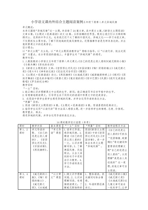 小学语文课内外结合主题阅读案例五年级下册第八单元异域风情