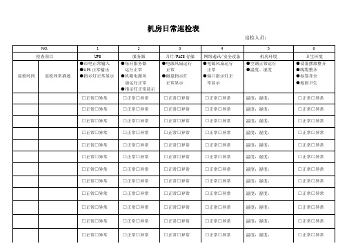 机房日常巡检表