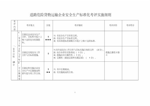 道路危险货物运输企业安全生产标准化考评实施细则