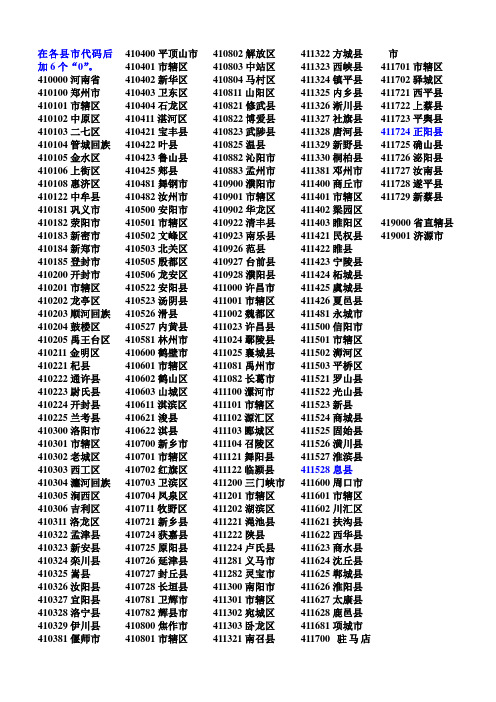 河南省行政区划代码