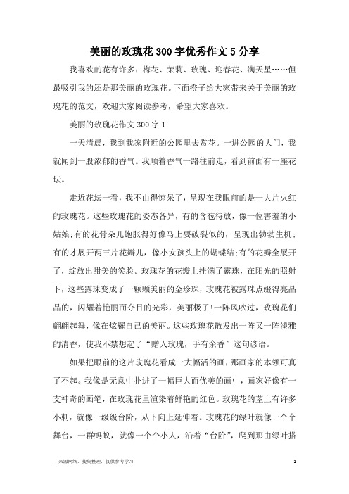 美丽的玫瑰花300字优秀作文5分享