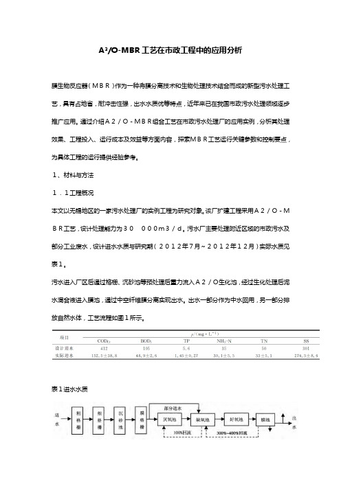 A2O-MBR工艺在市政工程中的应用分析