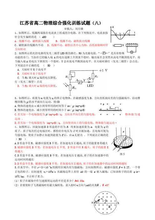 江苏省高二物理综合强化训练试题(八) 