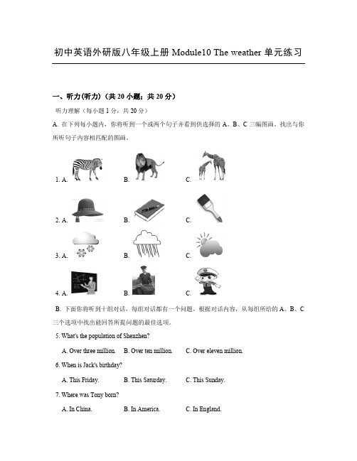 初中英语外研版八年级上册Module10 The weather单元练习
