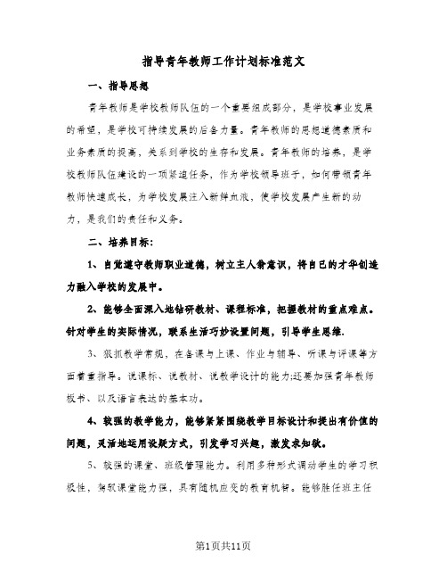 2024年指导青年教师工作计划标准范文（五篇）