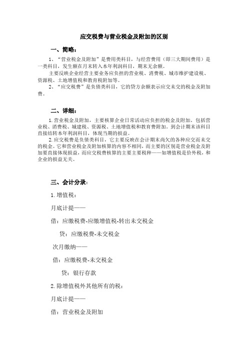 应交税费与营业税金及附加的区别