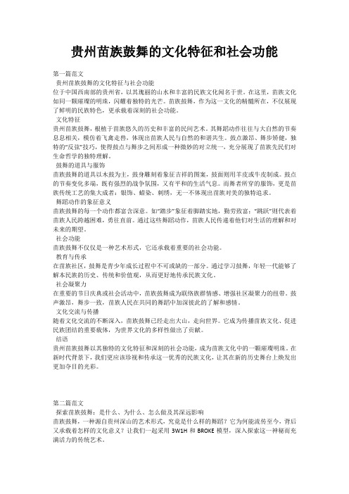 贵州苗族鼓舞的文化特征和社会功能