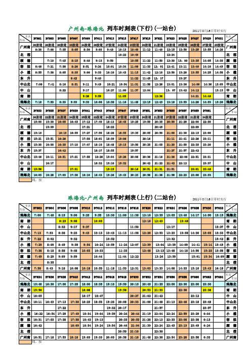 广珠城轨时间表