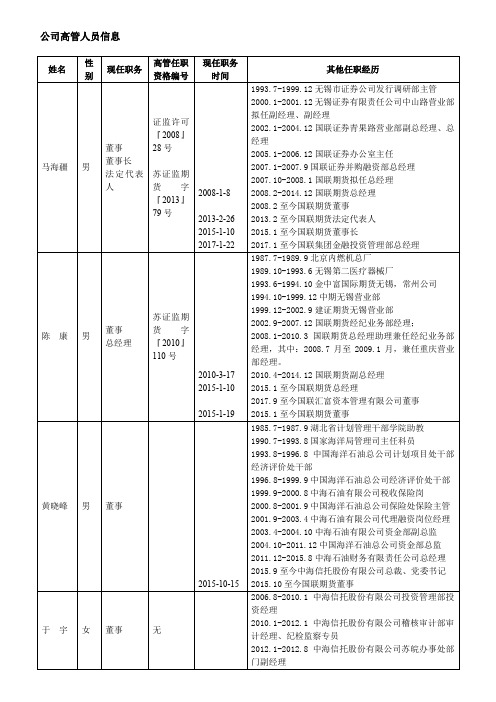 公司高管人员信息