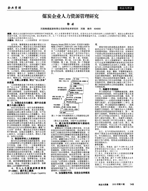 煤炭企业人力资源管理研究
