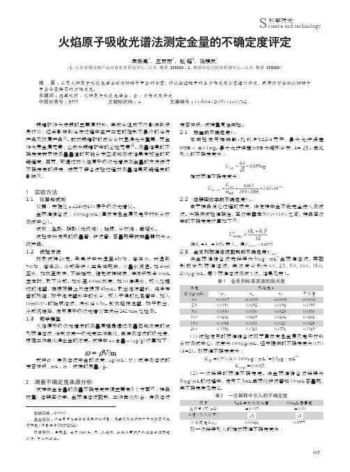 火焰原子吸收光谱法测定金量的不确定度评定