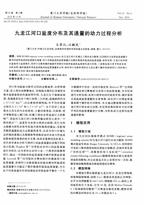 九龙江河口盐度分布及其通量的动力过程分析