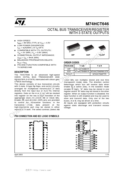 M74HCT646RM13TR, 规格书,Datasheet 资料