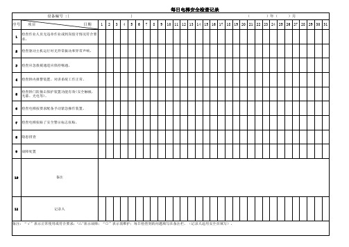 电梯每日安全检查和周排查记录表