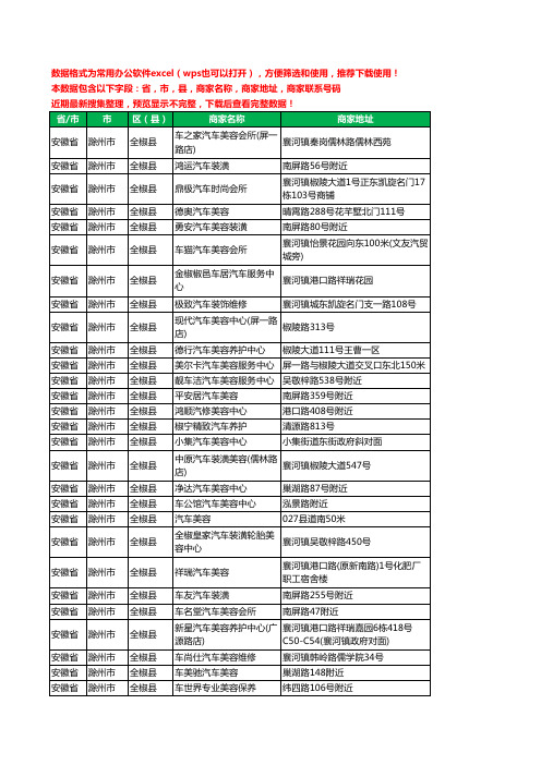 新版安徽省滁州市全椒县汽车装具工商企业公司名录名单大全49家