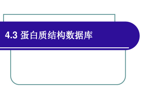 蛋白结构数据库资料