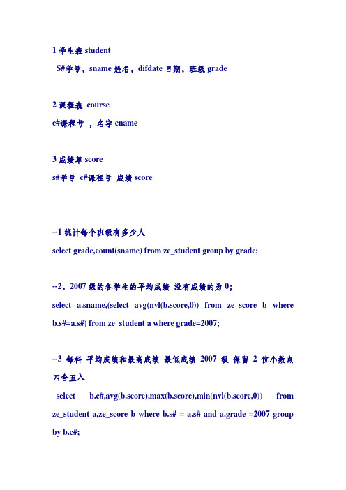 sql语句练习(含答案)