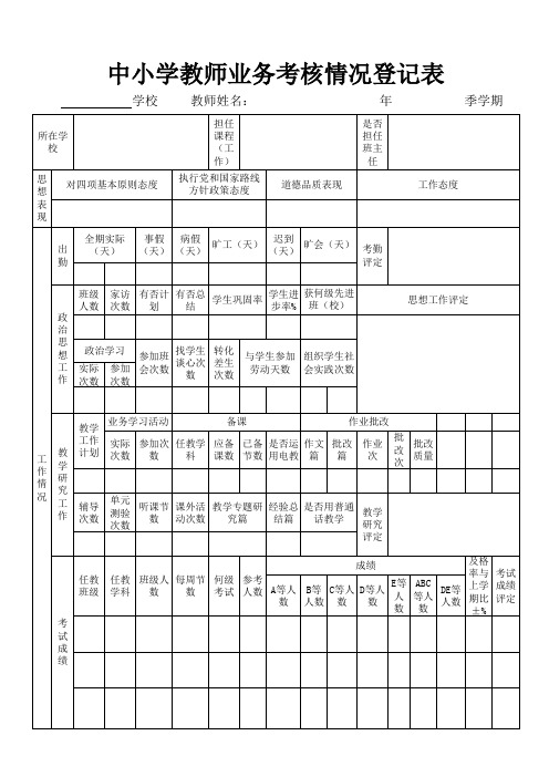 教师业务考核登记表