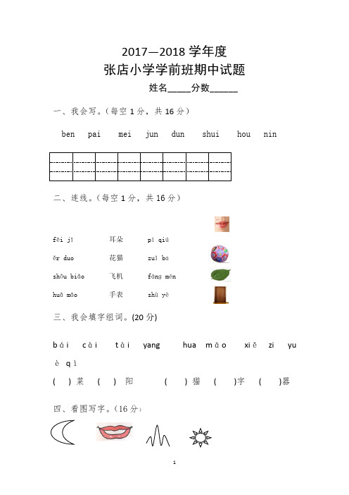 (最新)幼儿园学前班拼音试题汇总共3篇