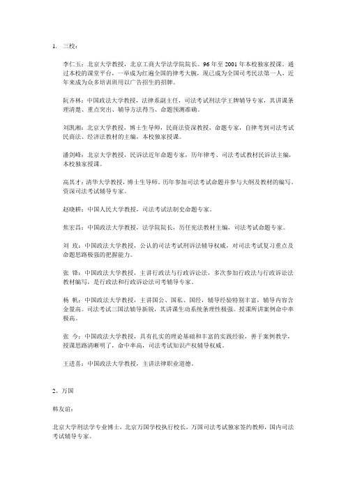 司考辅导班名师汇总