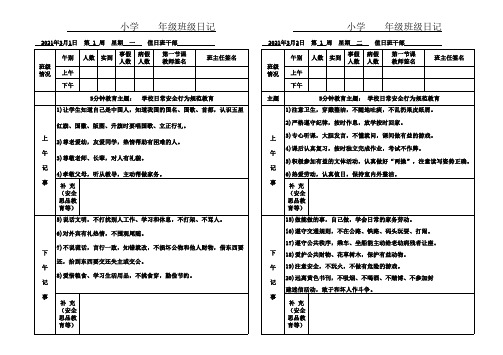 2021年春季小学放学前5分钟安全知识教育记录