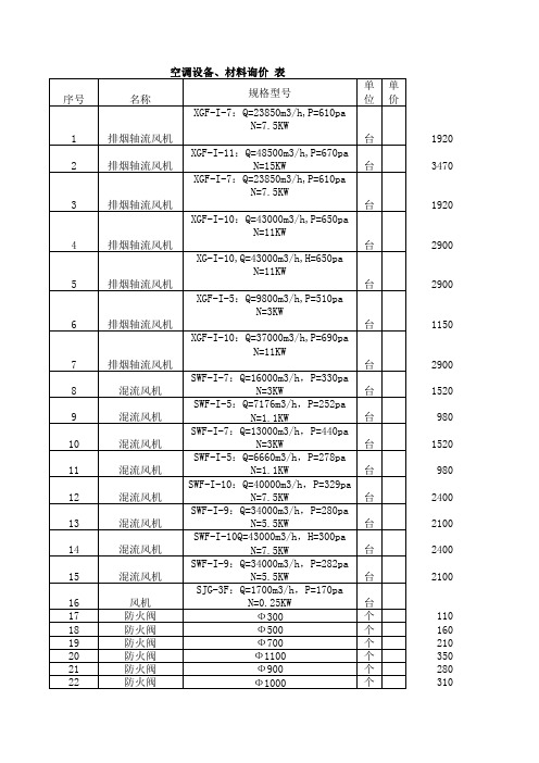 空调设备询价表5-10