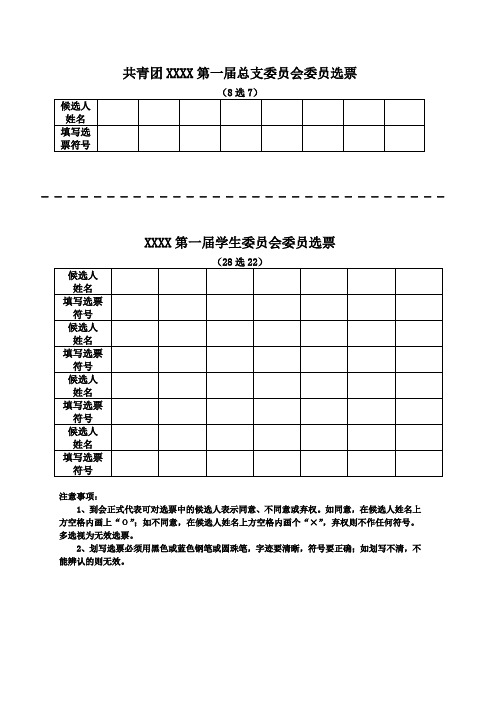 团员暨学生代表大会选票