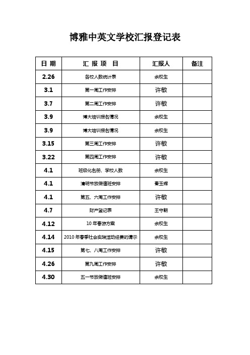 学校汇报登记表5