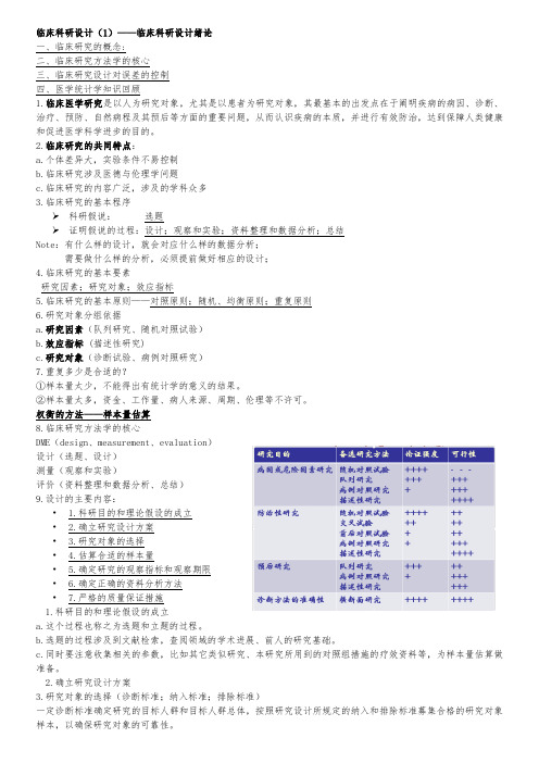 临床科研设计(详细知识点总结)