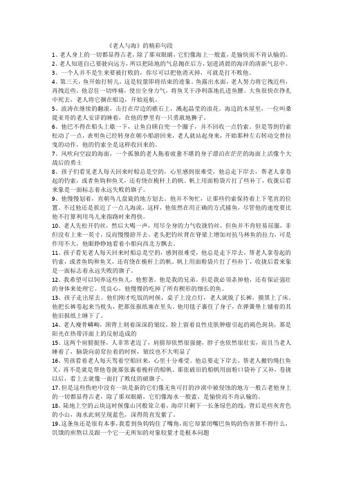 《老人与海》的精彩句段