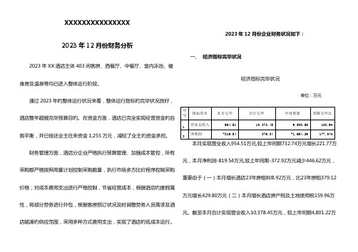 五星级酒店年度财务分析(业主方)