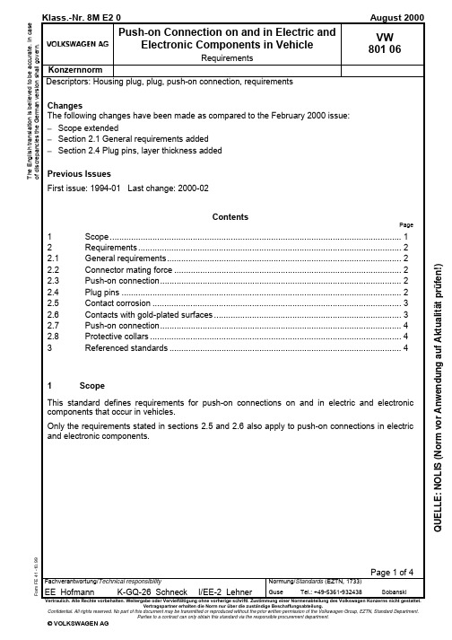 VW 801 06(元件插接器技术要求)2000英文