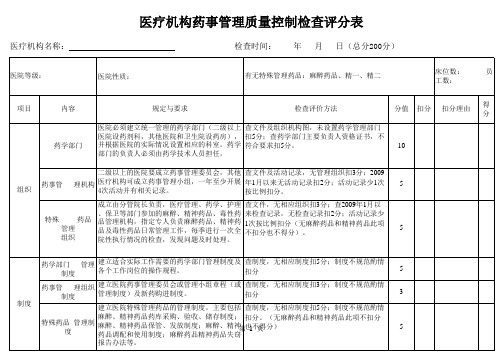 药事管理检查表