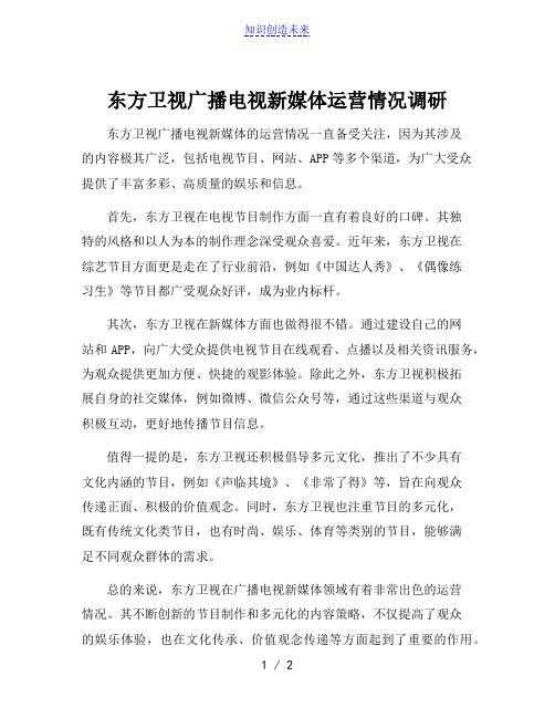 东方卫视广播电视新媒体运营情况调研