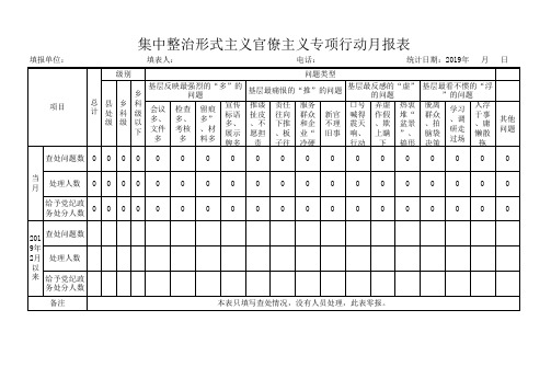 集中整治形式主义专项行动月报表