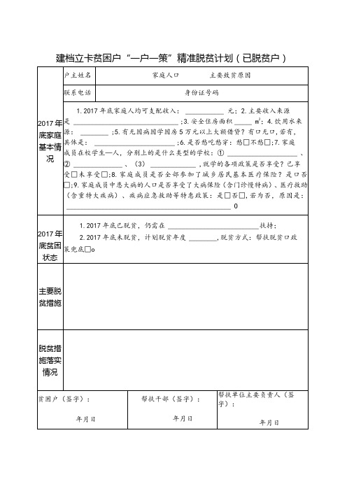 一户一策(已脱贫户)