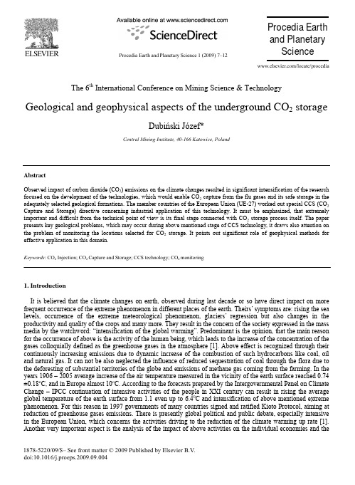 Geological and geophysical aspects of the underground CO2 storage