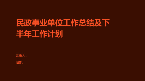 民政事业单位工作总结及下半年工作计划