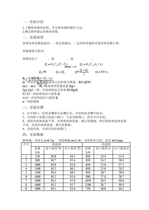 传热系数的测定