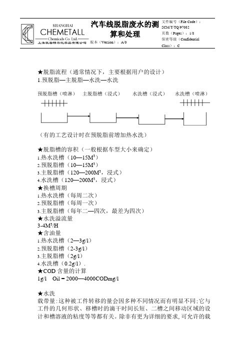 汽车线脱脂废水