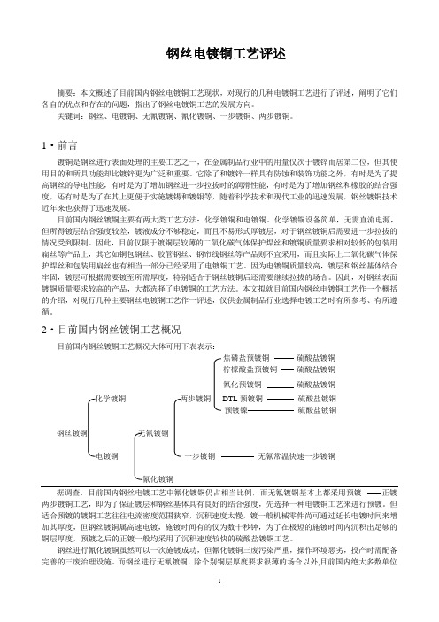 目前国内几种钢丝电镀工艺评述