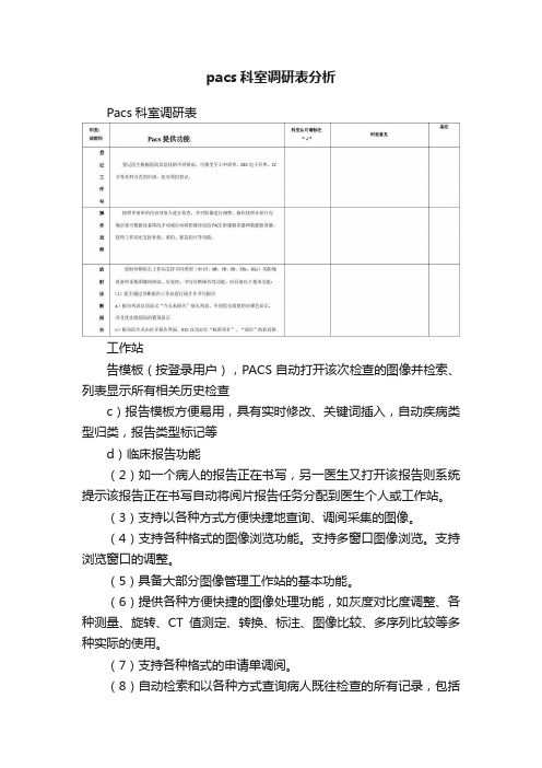 pacs科室调研表分析